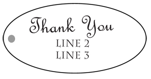 Pre-printed/Customized 1x2 Oval Hang Tag Kit (Set of 48)<BR>"Thank You"<BR><B>USUALLY SHIPS WITHIN 24 HRS</B>