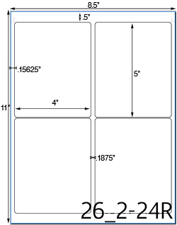 4 x 5 Rectangle Water-Resistant White Vinyl Inkjet Label Sheet<BR><B>USUALLY SHIPS SAME DAY</B>