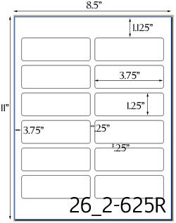 3 3/4 x 1 1/4 Rectangle Water-Resistant White Vinyl Inkjet Label Sheet<BR><B>USUALLY SHIPS SAME DAY</B>