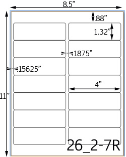 4 x 1 1/3 Rectangle Water-Resistant White Vinyl Inkjet Label Sheet<BR><B>USUALLY SHIPS SAME DAY</B>