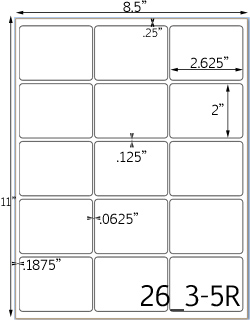 2 5/8 x 2 Rectangle Water-Resistant White Vinyl Inkjet Label Sheet<BR><B>USUALLY SHIPS SAME DAY</B>