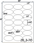 2 1/2 x 1 3/8 Oval Water-Resistant White Vinyl Inkjet Label Sheet<BR><B>USUALLY SHIPS SAME DAY</B>