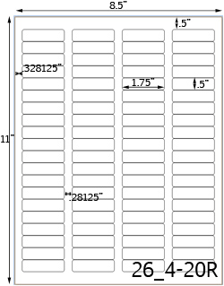 1 3/4 x 1/2 Rectangle Water-Resistant White Vinyl Inkjet Label Sheet<BR><B>USUALLY SHIPS SAME DAY</B>