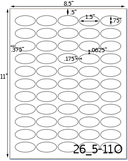 1 1/2 x 3/4 Oval Water-Resistant White Vinyl Inkjet Label Sheet<BR><B>USUALLY SHIPS SAME DAY</B>