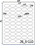 1 1/2 x 3/4 Oval Water-Resistant White Vinyl Inkjet Label Sheet<BR><B>USUALLY SHIPS SAME DAY</B>
