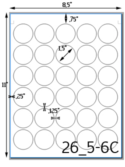 1 1/2 Diameter Round Water-Resistant White Vinyl Inkjet Label Sheet<BR><B>USUALLY SHIPS SAME DAY</B>