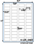 1 5/8 x 7/8  Rectangle  White Label Sheet<BR><B>USUALLY SHIPS SAME DAY</B>