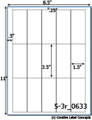 3 1/2 x 1 1/2 Rectangle Water-Resistant White Polyester Laser Label Sheet<BR><B>USUALLY SHIPS SAME DAY</B>
