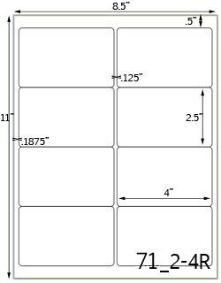 4 x 2 1/2 Rectangle Ultra Brown Kraft Label Sheet<BR><B>USUALLY SHIPS SAME DAY</B>