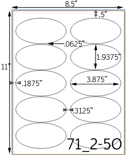 3 7/8 x 1 15/16 Oval Ultra Brown Kraft Label Sheet<BR><B>USUALLY SHIPS SAME DAY</B>