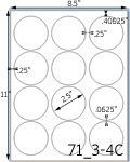 2 1/2 Diameter Round Ultra Brown Kraft Label Sheet<BR><B>USUALLY SHIPS SAME DAY</B>