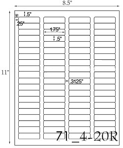 1 3/4 x 1/2 Rectangle Ultra Brown Kraft Label Sheet<BR><B>USUALLY SHIPS SAME DAY</B>