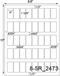 1-5/8 x .9 Rectangle Water-Resistant White Polyester Laser Label Sheet<BR><B>USUALLY SHIPS SAME DAY</B>