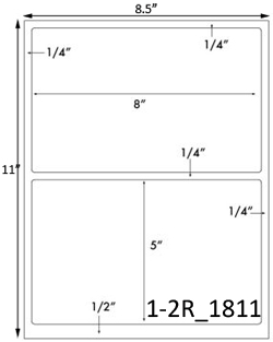 8 x 5 Rectangle<BR>Brown Kraft Printed Label Sheet<BR><B>USUALLY SHIPS IN 2-3 BUSINESS DAYS</B>