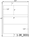 8 x 3 Rectangle <BR>Brown Kraft Printed Label Sheet<BR><B>USUALLY SHIPS IN 2-3 BUSINESS DAYS</B>