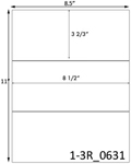 8 1/2 x 3 2/3 Rectangle <BR>Brown Kraft Printed Label Sheet<BR><B>USUALLY SHIPS IN 2-3 BUSINESS DAYS</B>