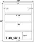 7 1/2 x 2 3/8 Rectangle <BR>Brown Kraft Printed Label Sheet<BR><B>USUALLY SHIPS IN 2-3 BUSINESS DAYS</B>
