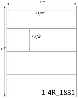 8 1/2 x 2 3/4 Rectangle <BR>Brown Kraft Printed Label Sheet<BR><B>USUALLY SHIPS IN 2-3 BUSINESS DAYS</B>