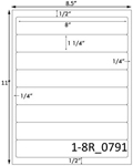 8 x 1 1/4 Rectangle <BR>Brown Kraft Printed Label Sheet<BR><B>USUALLY SHIPS IN 2-3 BUSINESS DAYS</B>