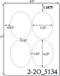 3 1/4 x 4 1/4 Oval<BR>Recycled White Printed Label Sheet<BR><B>USUALLY SHIPS IN 2-3 BUSINESS DAYS</B>