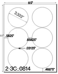 3 1/3 Diameter Round Circle<BR>White Water-resistant Polyester Printed Label Sheet<BR><B>USUALLY SHIPS IN 2-3 BUSINESS DAYS</B>