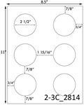 2 1/2 Diameter Round Circle w/ Spacing<BR>White Water-resistant Polyester Printed Label Sheet<BR><B>USUALLY SHIPS IN 2-3 BUSINESS DAYS</B>