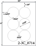 2 7/8 Diameter Round Circle<BR>White Water-resistant Polyester Printed Label Sheet<BR><B>USUALLY SHIPS IN 2-3 BUSINESS DAYS</B>