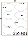 4 x 2 1/2 Oval<BR>Recycled White Printed Label Sheet<BR><B>USUALLY SHIPS IN 2-3 BUSINESS DAYS</B>