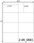 4 1/4 x 2 3/4 Rectangle <BR>Brown Kraft Printed Label Sheet<BR><B>USUALLY SHIPS IN 2-3 BUSINESS DAYS</B>