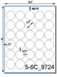1 1/2 Diameter Round Circle - 30 up<BR>White Water-resistant Polyester Printed Label Sheet<BR><B>USUALLY SHIPS IN 2-3 BUSINESS DAYS</B>