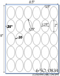 1 1/4 x 2 Oval<BR>Recycled White Printed Label Sheet<BR><B>USUALLY SHIPS IN 2-3 BUSINESS DAYS</B>
