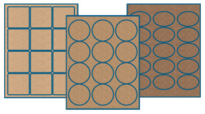 brown kraft labels sheets in three shades: light brown kraft label sheets, standard brown kraft label sheets and ultra brown kraft label sheets