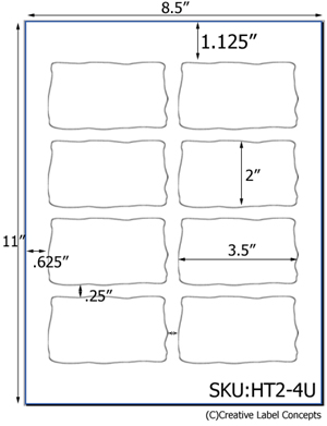 2 x 3.5 Uneven Rectangle Hang Tag Sheet (die-cut white cardstock) <BR><B>USUALLY SHIPS SAME DAY</B>