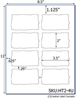 2 x 3.5 Uneven Rectangle Hang Tag Sheet (die-cut white cardstock) <BR><B>USUALLY SHIPS SAME DAY</B>