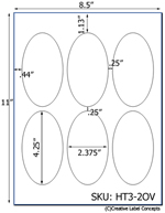 2.375 x 4.25 Oval Hang Tag Sheet (die-cut white cardstock) <BR><B>USUALLY SHIPS SAME DAY</B>