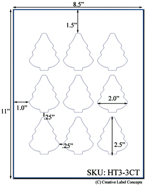 2 x 2.5 Holiday Tree Hang Tag Sheet (die-cut white cardstock) <BR><B>USUALLY SHIPS SAME DAY</B>
