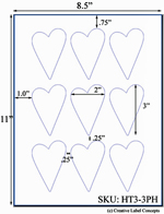 2 x 3 Primitive Heart Hang Tag Sheet (die-cut white cardstock) <BR><B>USUALLY SHIPS SAME DAY</B>