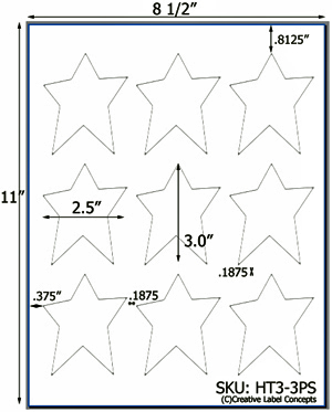 2.5 x 3 Primitive Star Hang Tag Sheet (die-cut white cardstock) <BR><B>USUALLY SHIPS SAME DAY</B>
