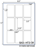  2.0 x 3.25 Rectangle Hang Tag Sheet (die-cut white cardstock) <BR><B>USUALLY SHIPS SAME DAY</B>