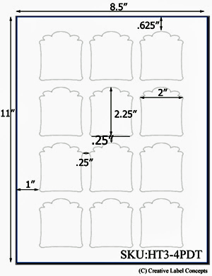 2 x 2.25 Pillowed Dome Top Rectangle Hang Tag Sheet (die-cut white cardstock) <BR><B>USUALLY SHIPS SAME DAY</B>