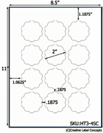 2 Diameter Scallop Shape Hang Tag Sheet (die-cut white cardstock) <BR><B>USUALLY SHIPS SAME DAY</B>