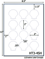 2 x 2 Sea Shell Hang Tag Sheet (die-cut white cardstock) <BR><B>USUALLY SHIPS SAME DAY</B>