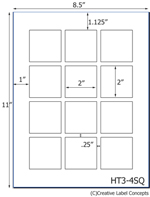 2 x 2 Square Hang Tag Sheet (die-cut white cardstock) <BR><B>USUALLY SHIPS SAME DAY</B>