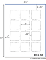2 x 2 Uneven Square Hang Tag Sheet (die-cut white cardstock) <BR><B>USUALLY SHIPS SAME DAY</B>