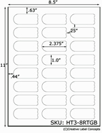 1 x 2.375 Round Top Hang Tag Sheet (die-cut white cardstock) <BR><B>USUALLY SHIPS SAME DAY</B>