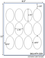 1.75 x 2.75 Oval Hang Tag Sheet (die-cut white cardstock) <BR><B>USUALLY SHIPS SAME DAY</B>