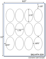 1.75 x 2.75 Oval Hang Tag Sheet (micro-nikked white or brown kraft cardstock) <BR><B>USUALLY SHIPS SAME DAY</B>