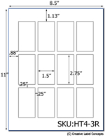 1.5 x 2.75 Rectangle Hang Tag Sheet (die-cut white cardstock) <BR><B>USUALLY SHIPS SAME DAY</B>