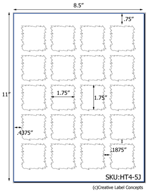 1.75 x 1.75 Jagged Square Hang Tag Sheet (die-cut white cardstock) <BR><B>USUALLY SHIPS SAME DAY</B>