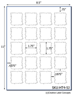1.75 x 1.75 Jagged Square Hang Tag Sheet (die-cut white cardstock) <BR><B>USUALLY SHIPS SAME DAY</B>